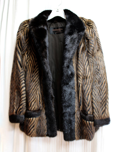 Vintage - Herbert's Furs, San Francisco - Chevron Stripe Mink Fur Coat - See Measurements 19
