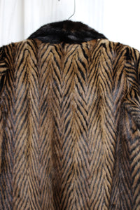 Vintage - Herbert's Furs, San Francisco - Chevron Stripe Mink Fur Coat - See Measurements 19" Chest (pit to pit)