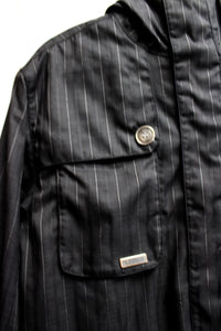 Men's - Burton - Hooded Charcoal  Pinstripe Snowboarding Coat - Size S