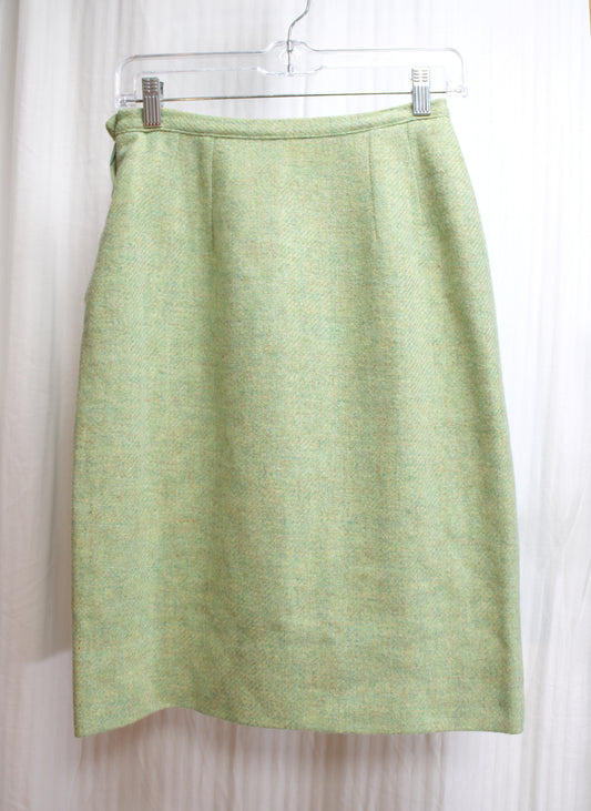Vintage - Green Variegated Fleck Wool Skirt - Size: 25" Waist
