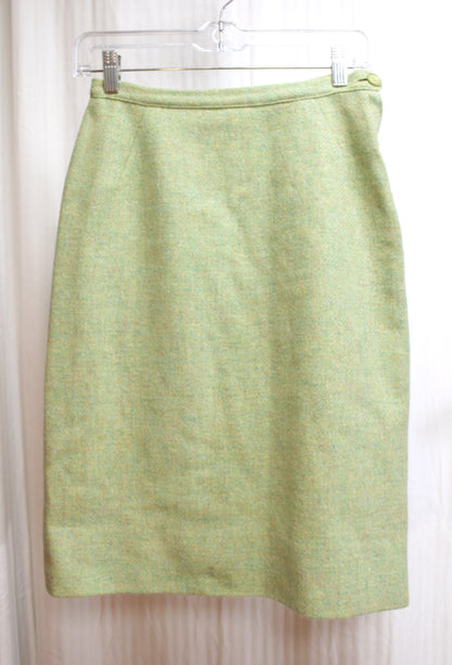 Vintage - Green Variegated Fleck Wool Skirt - Size: 25" Waist