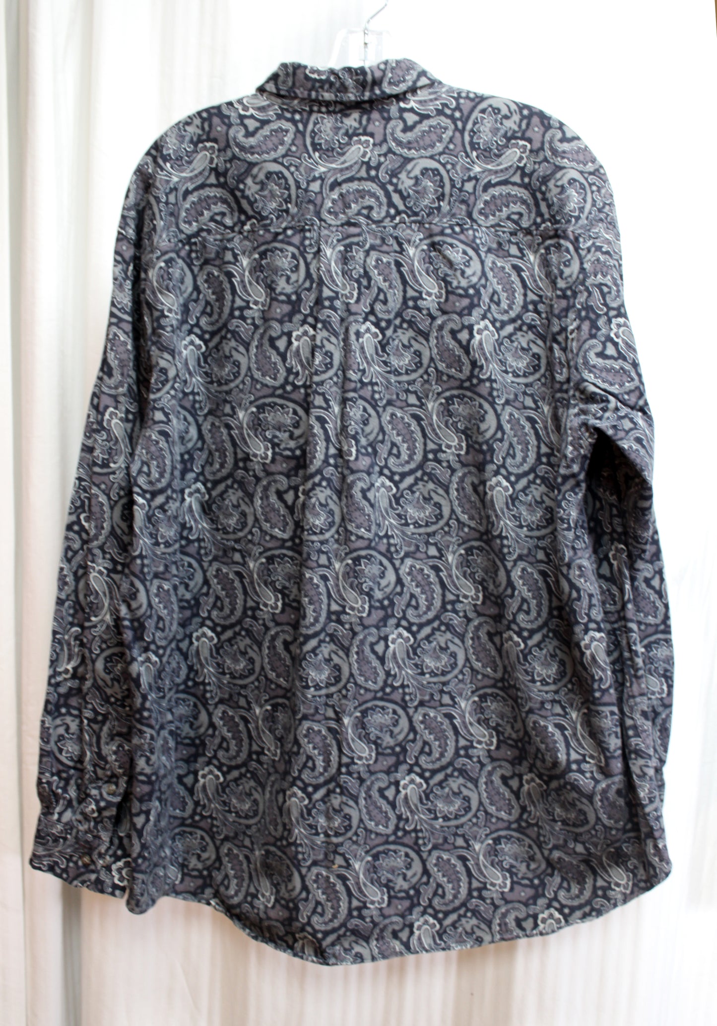 Men's Vintage - Cambridge Classics - Gray Cotton Flannel Paisley Button Up Shirt - Size XL