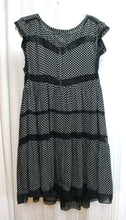 Load image into Gallery viewer, Free People - Black w/ Tiny Daisies - Cap Sleeve Oversized Flowy Tiered w/ Crocheted Lace Detailing Dress - Size S