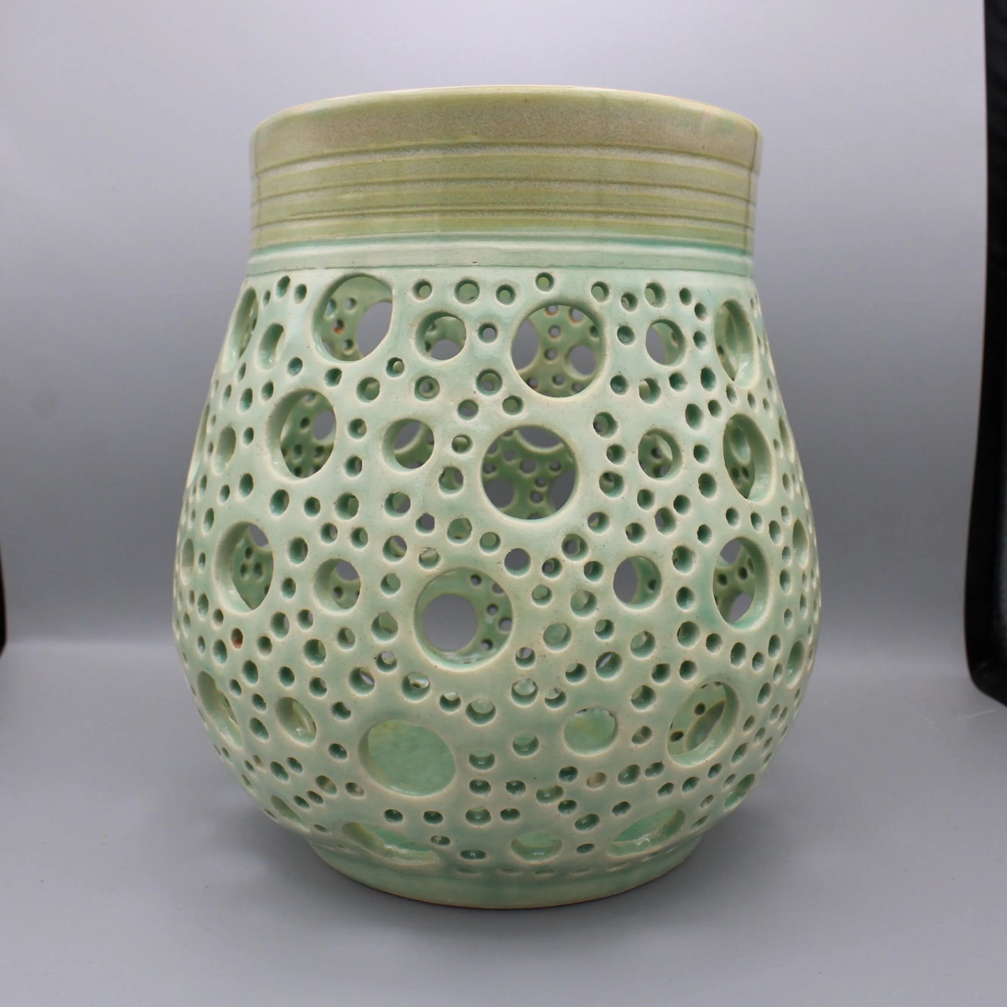 Handmade - Celadon Green Glaze Ceramic Candle Lantern