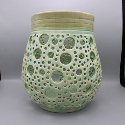 Handmade - Celadon Green Glaze Ceramic Candle Lantern