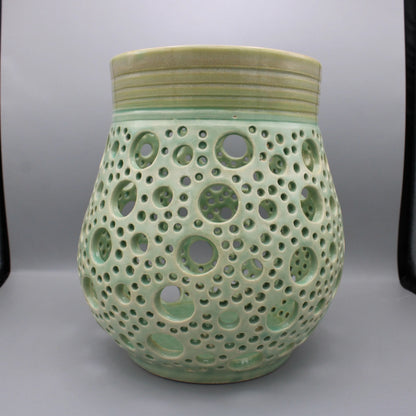 Handmade - Celadon Green Glaze Ceramic Candle Lantern