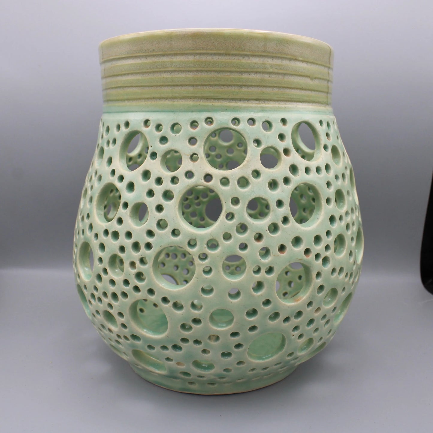 Handmade - Celadon Green Glaze Ceramic Candle Lantern