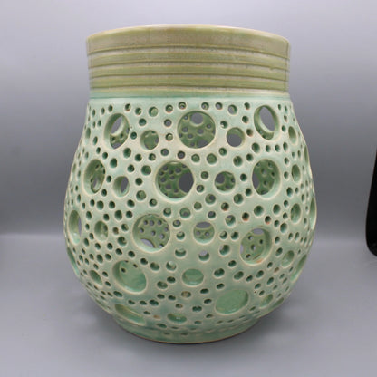 Handmade - Celadon Green Glaze Ceramic Candle Lantern