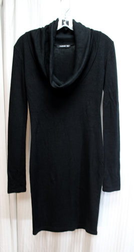 Patty Bautik - Black Cowl Neck, Long Sleeve Sweater Dress - Size S
