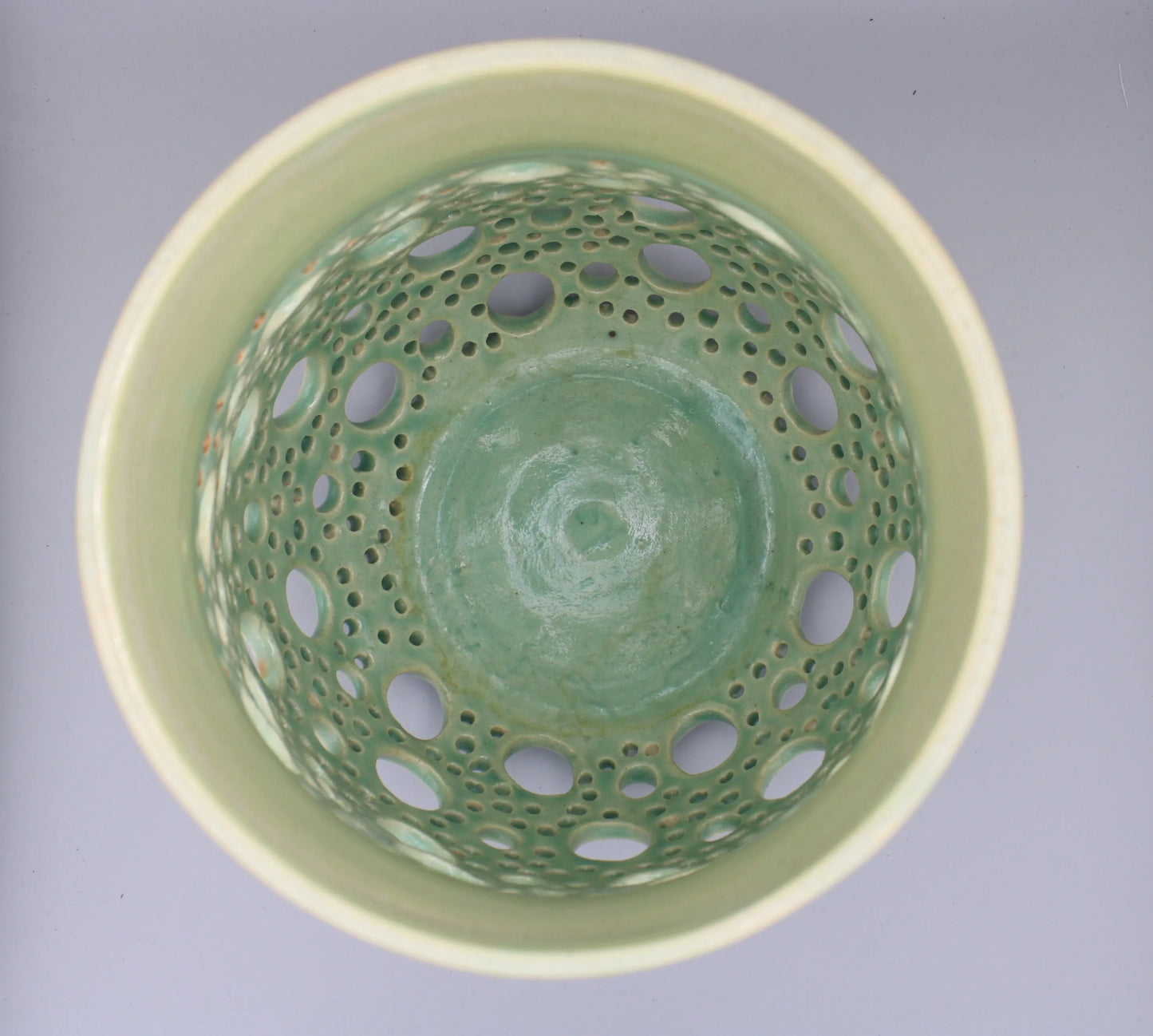 Handmade - Celadon Green Glaze Ceramic Candle Lantern