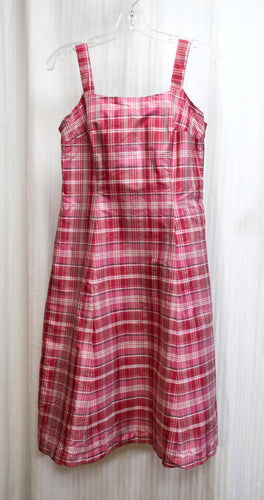 INC International Concepts - Silk Rose Red & Pink Plaid Sleeveless Dress - Size 8 (w/ Tags)