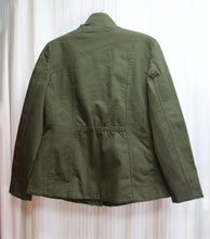 Load image into Gallery viewer, Chicos - Green Military Inspired Jacket w/ Embroidered Paisley Applique Patches - Size 0 ( Chico&#39;s Sizing =Small/4)
