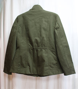 Chicos - Green Military Inspired Jacket w/ Embroidered Paisley Applique Patches - Size 0 ( Chico's Sizing =Small/4)
