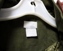 Load image into Gallery viewer, Chicos - Green Military Inspired Jacket w/ Embroidered Paisley Applique Patches - Size 0 ( Chico&#39;s Sizing =Small/4)