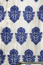 Load image into Gallery viewer, J. Crew - Ivory w/ Blue All Over Embroidery  Cotton Collarless Jacket - Size 6