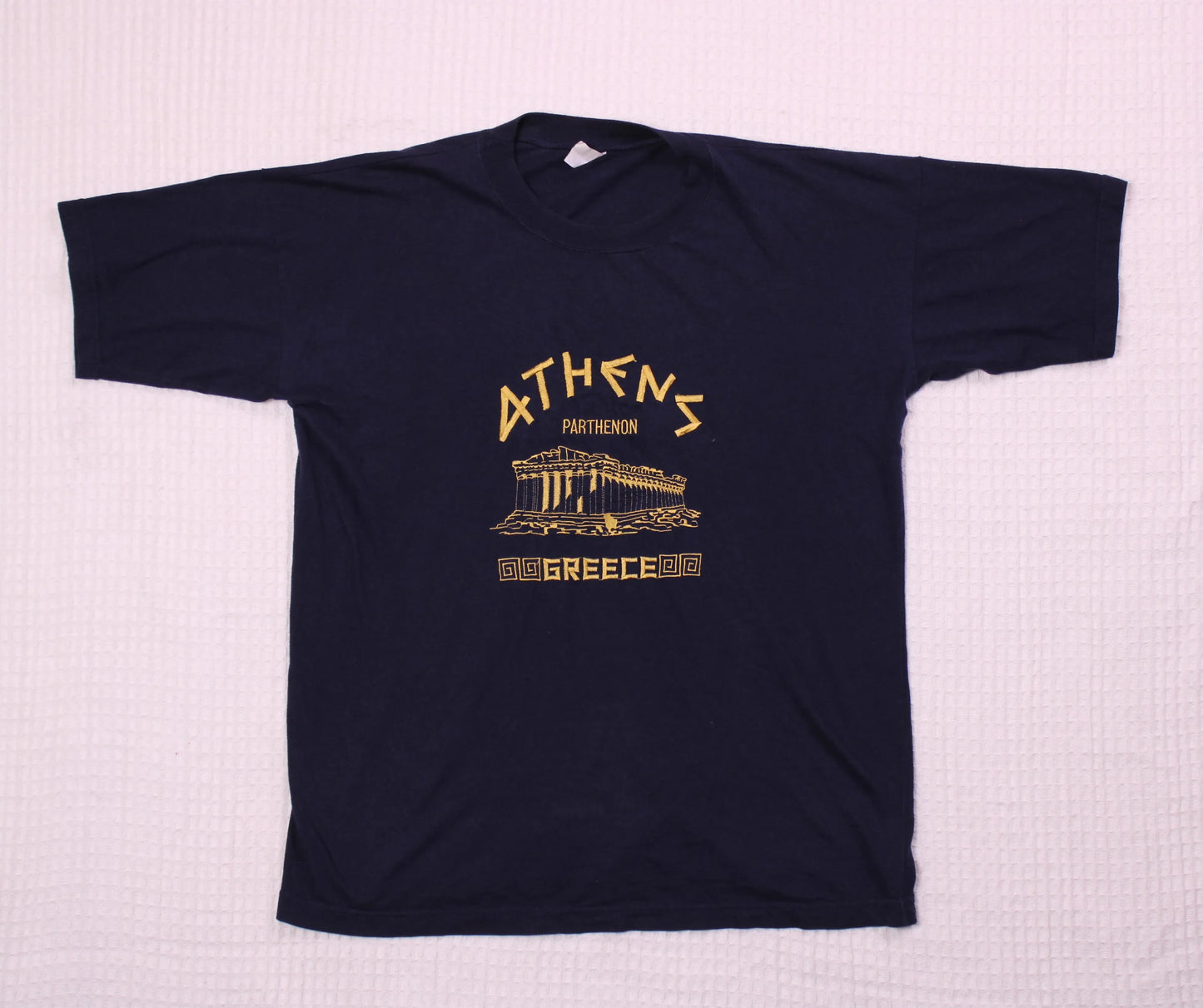 Parthenon - Navy & Gold Souvenir Embroidered T-Shirt - Size L
