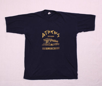 Parthenon - Navy & Gold Souvenir Embroidered T-Shirt - Size L