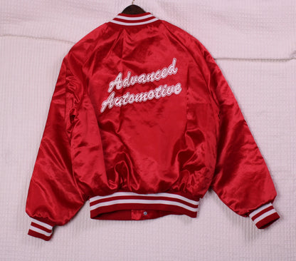 King Louie - Vintage - Red & White "Advanced Automotive" Satin Bomber Jacket - Size 40/42