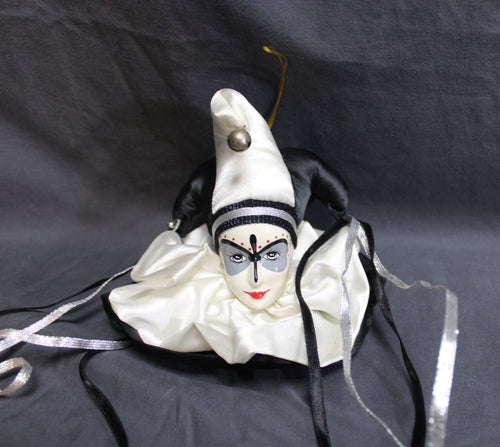 Vintage 1986 - Brinn's - Jester Harlequin Doll Head Ornament