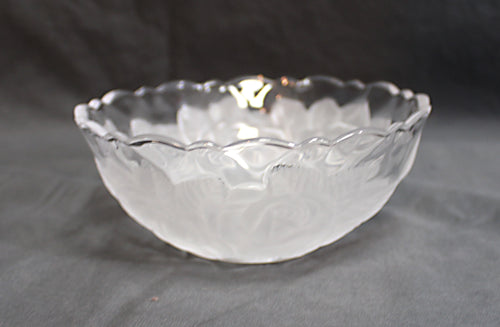 3D Frosted and Clear Roses Bowl