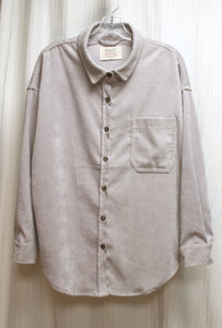 Ashley by 26 International Utility Collection - Light Gray Corduroy Button Front Shirt - Size M