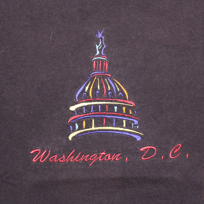 Washington, D.C.- Vintage Y2K - Black Souvenir Embroidered T-Shirt - Size M