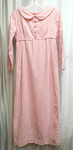 Vintage 1960's - Handmade Peter Pan Collar Pink Stripe Mazi Dress - See Measurements Approx JR XS