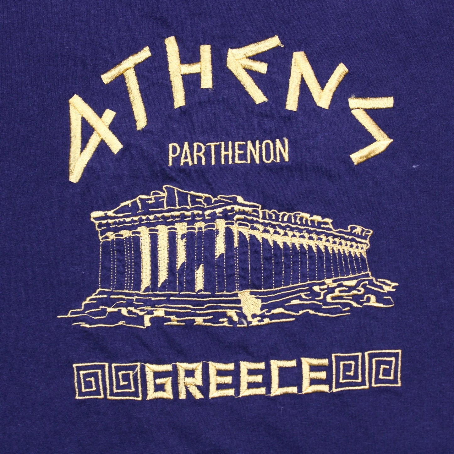 Parthenon - Navy & Gold Souvenir Embroidered T-Shirt - Size L