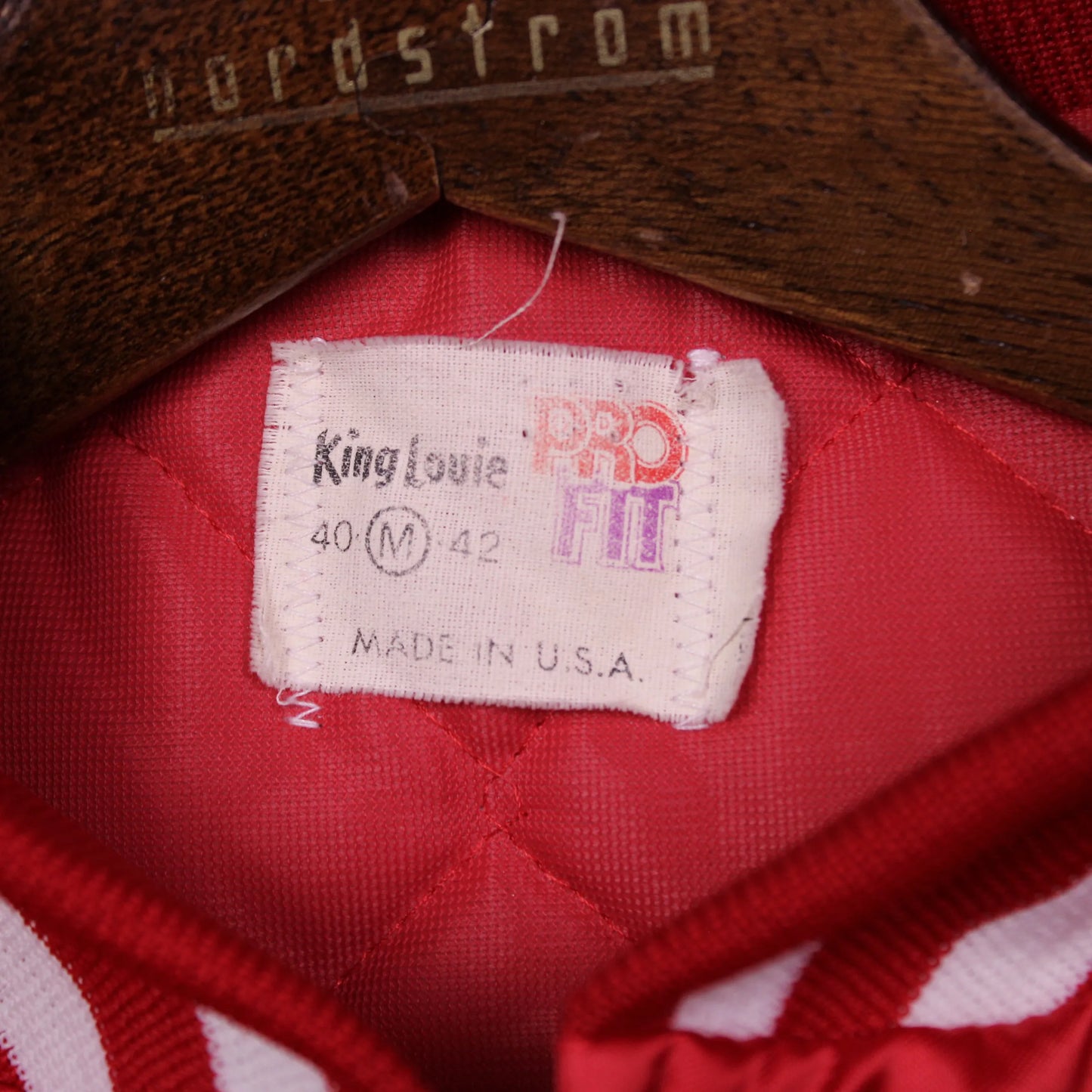 King Louie - Vintage - Red & White "Advanced Automotive" Satin Bomber Jacket - Size 40/42