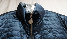 Load image into Gallery viewer, Dennis by Dennis Basso - Blue &amp; Abstract Circle Logo Print Reversible Quilted Coat - Size M