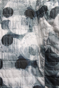 Dennis by Dennis Basso - Blue & Abstract Circle Logo Print Reversible Quilted Coat - Size M