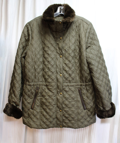 Marc New York - Army Green Quilted Snap Flap Over Zip Front Coat - Size XL