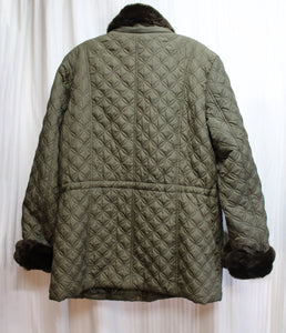 Marc New York - Army Green Quilted Snap Flap Over Zip Front Coat - Size XL