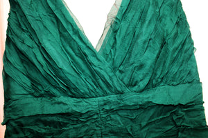 Todashi Collection - 100% Silk Ruched Texture Green Cocktail Dress - Size 14