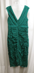 Todashi Collection - 100% Silk Ruched Texture Green Cocktail Dress - Size 14