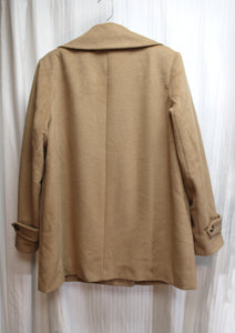Larry Levine - Camel Wool Blend Double Breasted Coat - Size L