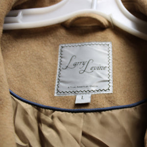 Larry Levine - Camel Wool Blend Double Breasted Coat - Size L