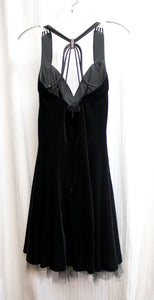 Betsy & Adam by Linda Bernell - Black Velvet Special Occasion Skater Dress w/ Net Under Layer- Size 6