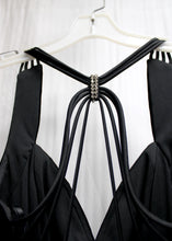 Load image into Gallery viewer, Betsy &amp; Adam by Linda Bernell - Black Velvet Special Occasion Skater Dress w/ Net Under Layer- Size 6