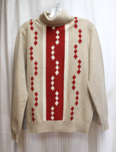 Load image into Gallery viewer, Vintage - Pringle of Scotland - Tan &amp; Rust Diamond Patterned Pull Over Turtleneck Sweater - Approx Small (See Measurements)