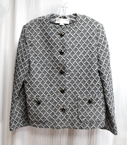 Vintage - Castleberry - Black & White 3D Rope Knit Jacket w/ Unique Buttons - Size 12