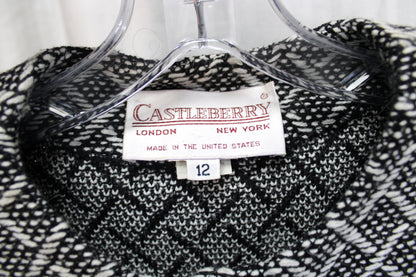 Vintage - Castleberry - Black & White 3D Rope Knit Jacket w/ Unique Buttons - Size 12