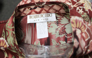 Vintage - Brownstone Studio New York - Bohemian Earth Tones Mixed Print, Button Front Shirt - Size 8