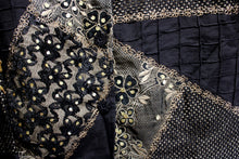 Load image into Gallery viewer, Indigo Moon - Black &amp; Gold Mixed Fabric/Textures w. Gold Sequin Detailing Button Front Jacket - Size S