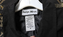 Load image into Gallery viewer, Indigo Moon - Black &amp; Gold Mixed Fabric/Textures w. Gold Sequin Detailing Button Front Jacket - Size S