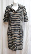 Load image into Gallery viewer, Connected Petite - Erath Toned Stripe - Patchwork Cowl Neck Dress - Size 4 Petite