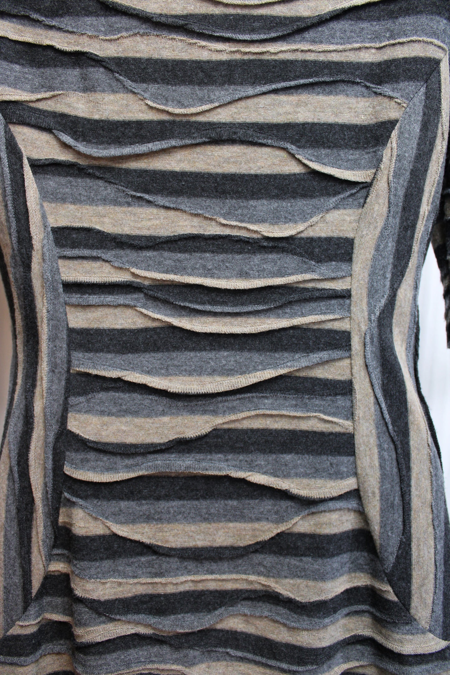 Connected Petite - Erath Toned Stripe - Patchwork Cowl Neck Dress - Size 4 Petite