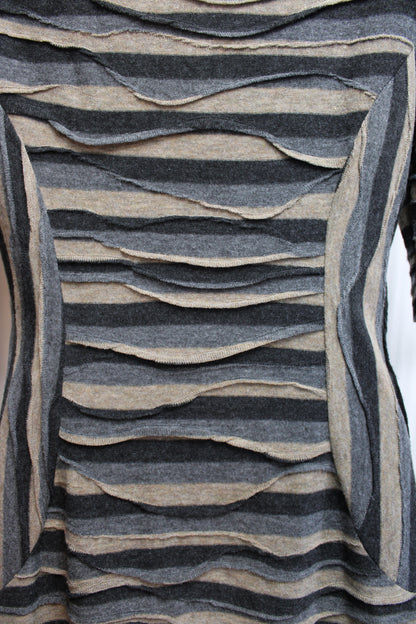 Connected Petite - Erath Toned Stripe - Patchwork Cowl Neck Dress - Size 4 Petite
