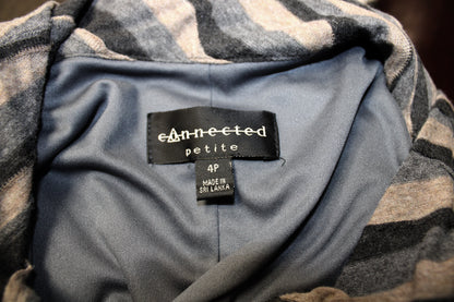 Connected Petite - Erath Toned Stripe - Patchwork Cowl Neck Dress - Size 4 Petite