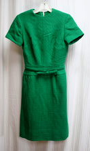 Load image into Gallery viewer, Vintage 1960&#39;s - Sue Brett Junior - Green Wool Short Sleeve Dress w/ Matching Belt - Size M